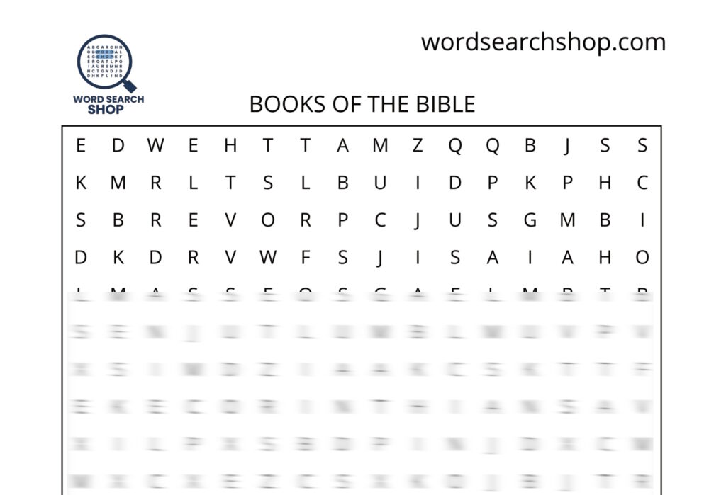 A religion word search puzzle that is titled Books Of The Bible.