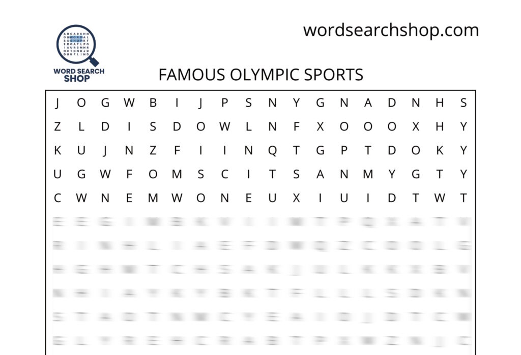 A sports word search puzzle that is titled Famous Olympic Sports.