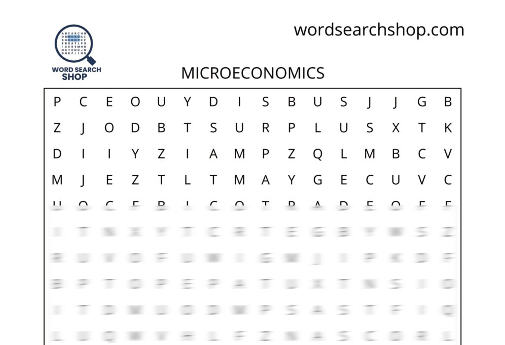 An economics word search puzzle that is titled Microeconomics.