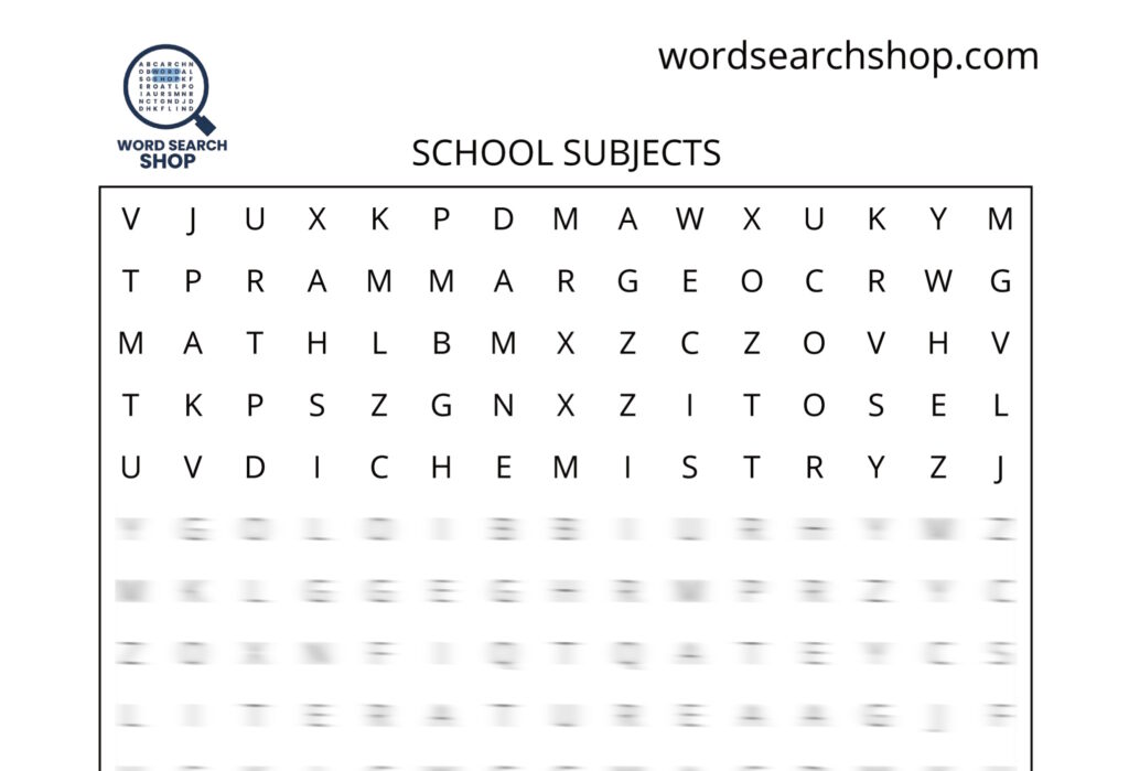 An education word search puzzle that is titled School Subjects.