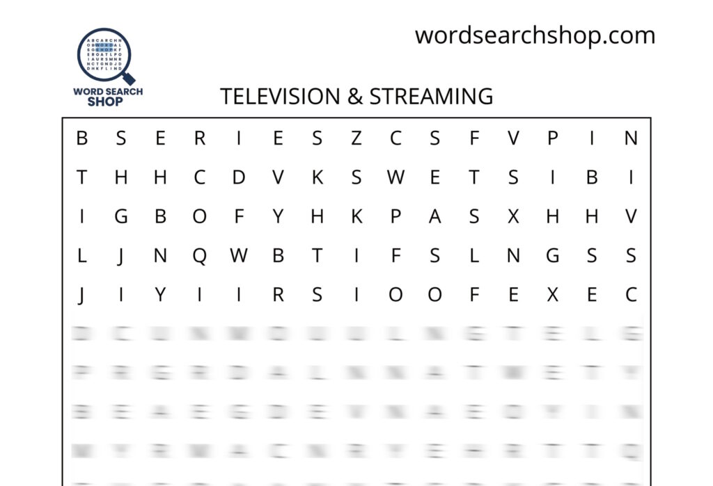 An entertainment word search puzzle that is titled Television & Streaming.