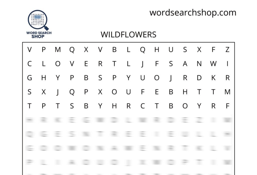 A flowers word search puzzle that is titled Wildflowers.