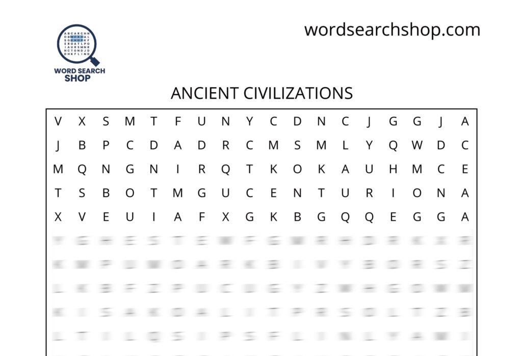 A history word search puzzle that is titled Ancient Civilizations.