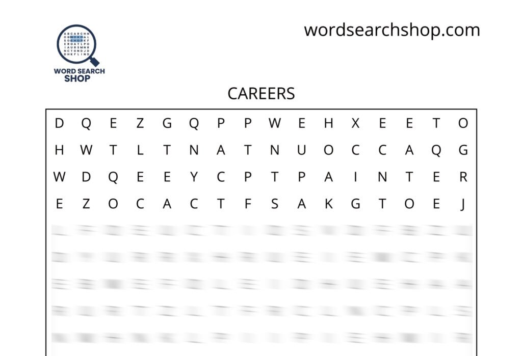A careers word search with the title Careers.