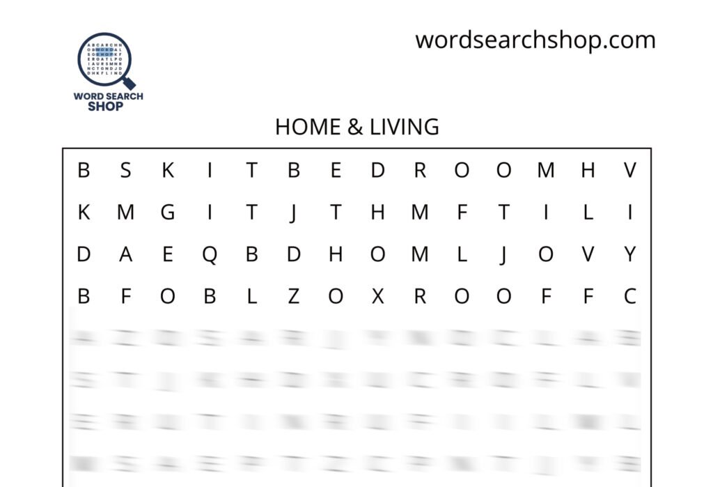 A home word search puzzle titled Home & Living.