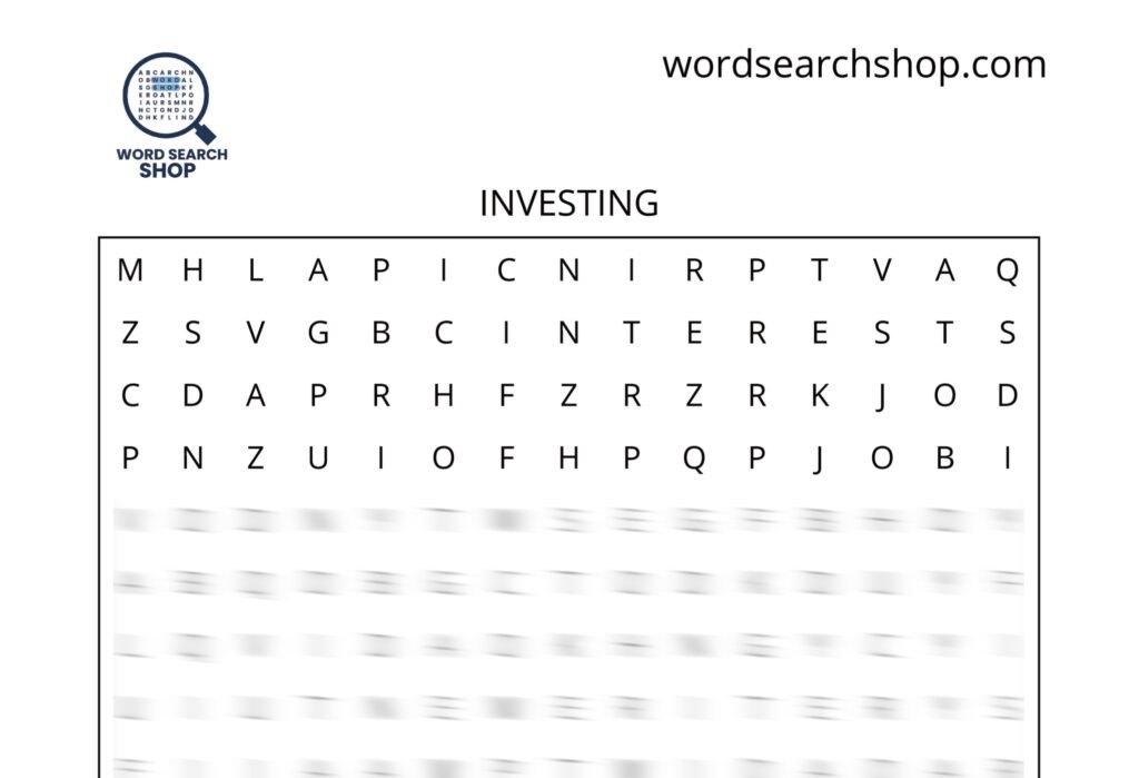 An investing word search with the title Investing.