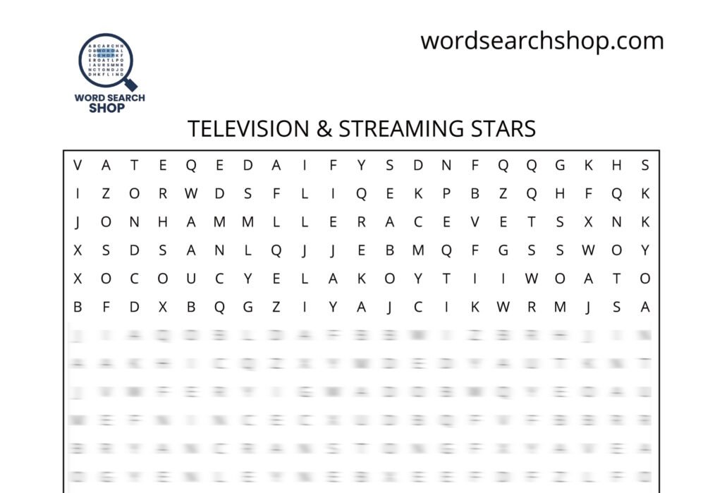 An celebrities word search puzzle that is titled Television & Streaming Stars.