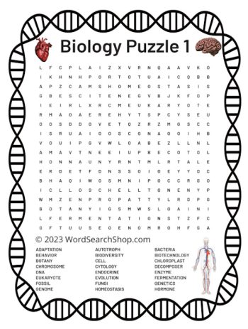 A biology word search puzzle 1.