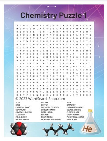 A chemistry word search puzzle 1.