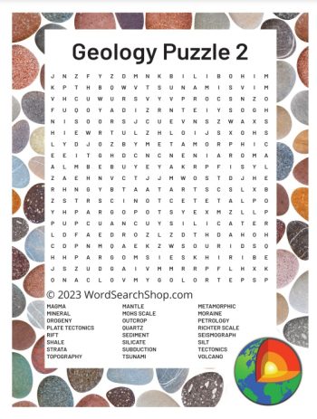 Geology word search puzzle number 2.